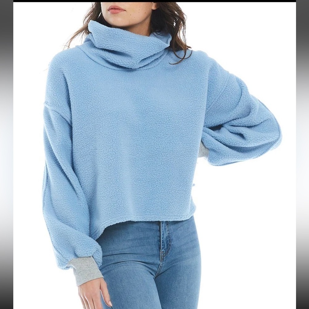 New ! Free People Elk Mountain Blue Pullover Sweater 🩵 Small - Picture 4 of 9